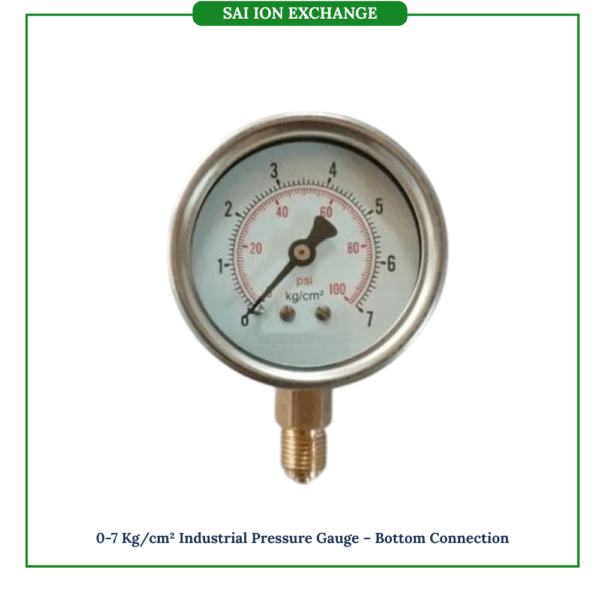 0-7 Kg/cm² Industrial Pressure Gauge – Bottom Connection