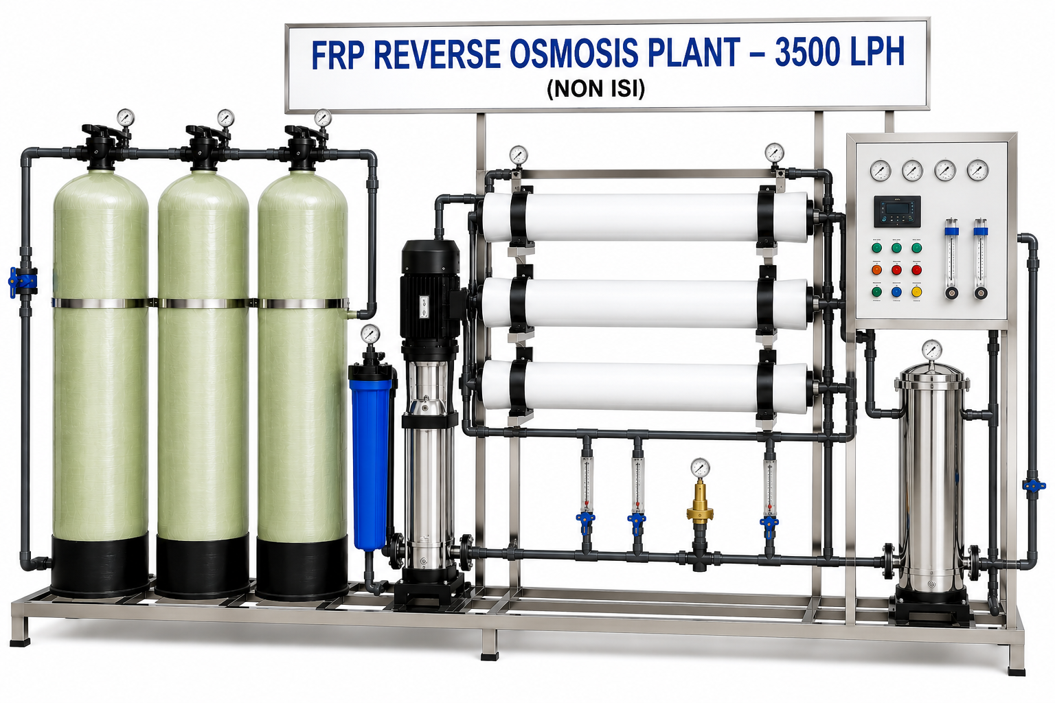 FRP Reverse Osmosis Plant 3500 LPH for Industrial Water Treatment and Mineral Water Production